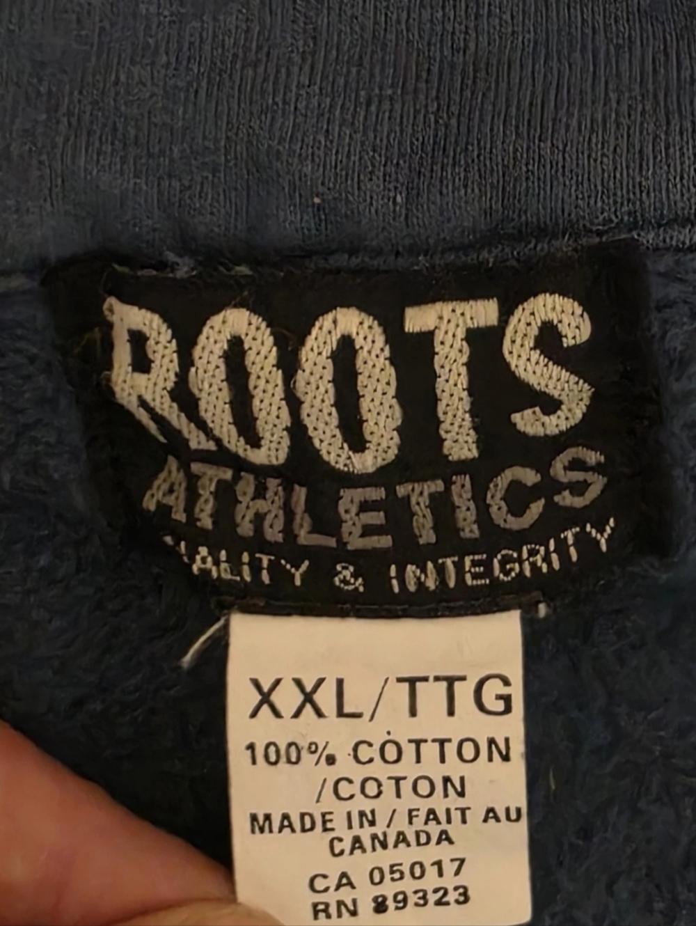 Roots Athletics Men's Quarter-Zip Pullover XXL Blue Spell Out Logo Sweatshirt - Picture 4 of 6
